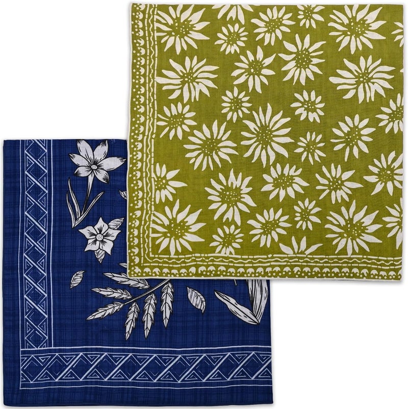 Acigbetter 2 Pack Soft Cotton-Blend Bandana for Women and Men, 21.6''x 21.6'' Neck Head Scarf Summer Thin Bandana Headband - Image 1